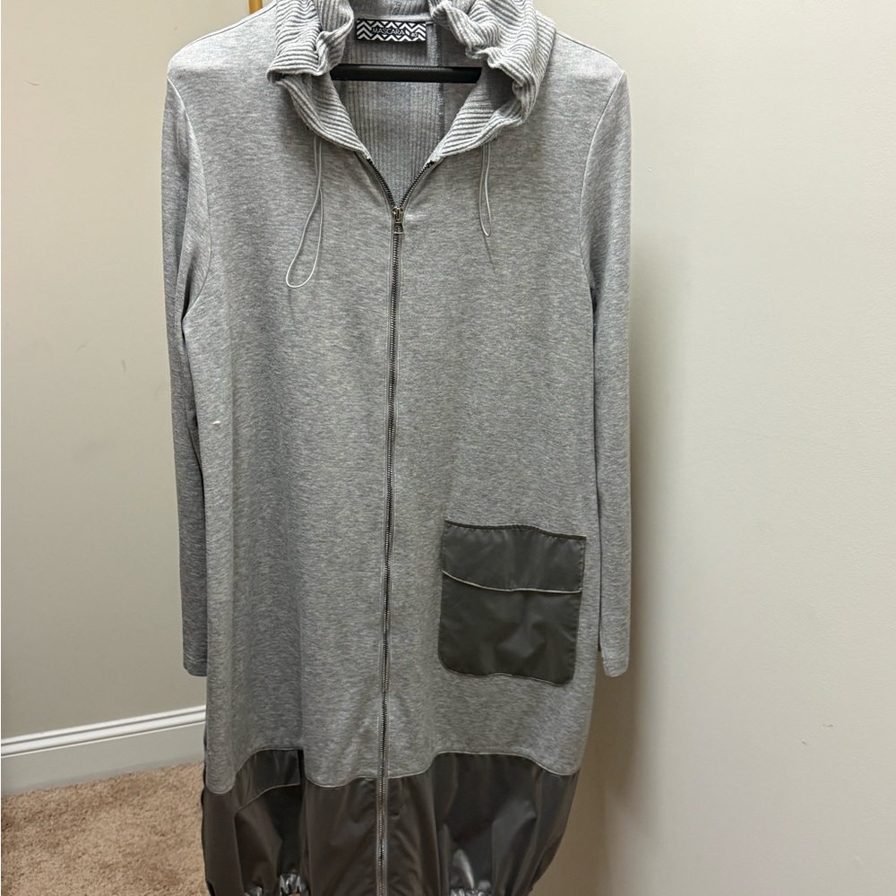 Mascara Light Gray Utility Jacket with Hood from European boutique